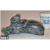 Image 1 : 968. Inuit carving - large whale 8 inches long, being ridden by eskimo, excellent condition