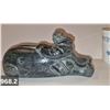 Image 2 : 968. Inuit carving - large whale 8 inches long, being ridden by eskimo, excellent condition