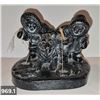 Image 1 : 969. Inuit carving - 2 Inuit fishing, 3 3/4 by 4 inches, excellent condition