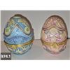 Image 1 : 974. Pair of pottery decorated egg trinket boxes, approx. 3 1/2 inches tall