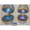 Image 2 : 975. Pair of pottery decorated egg trinket boxes, approx. 3 1/2 inches tall