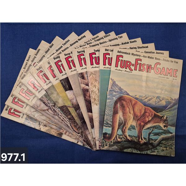977. Full set of 1983 Fur-Fish-Game outdoor sporting magazines, most in excellent flat condition, lo