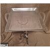 Image 2 : 994. Unique! MCM solid aluminium end table, can be used as a food tray, 26 inches tall, 16 inch squa