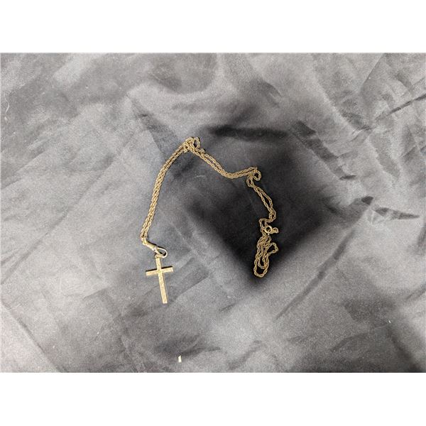 (NOT VERIFIED) Antique European Cross Gold Stamp 12kt w/ Gold Chain