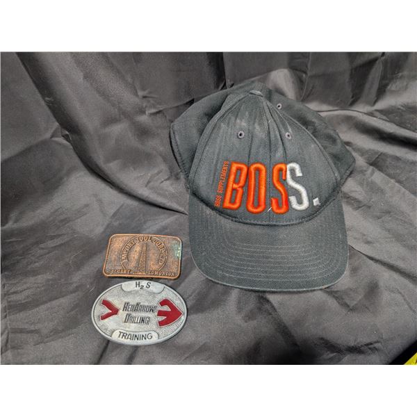 (2) Buckles (1) Made in Canada and BOSS Hat