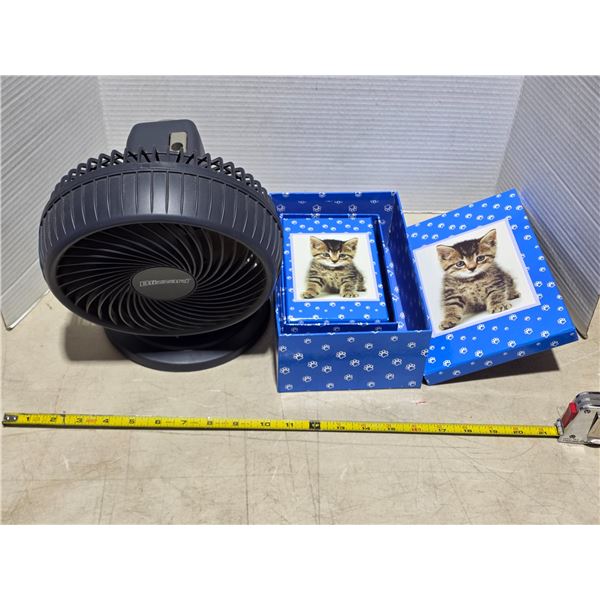 Working desk fan and storage boxes