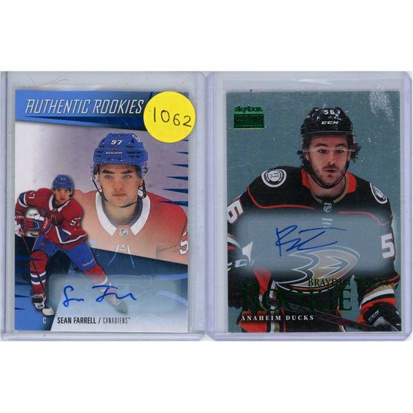 Sean Farrell and Brayden Tracey Rookies Autograph Cards.
