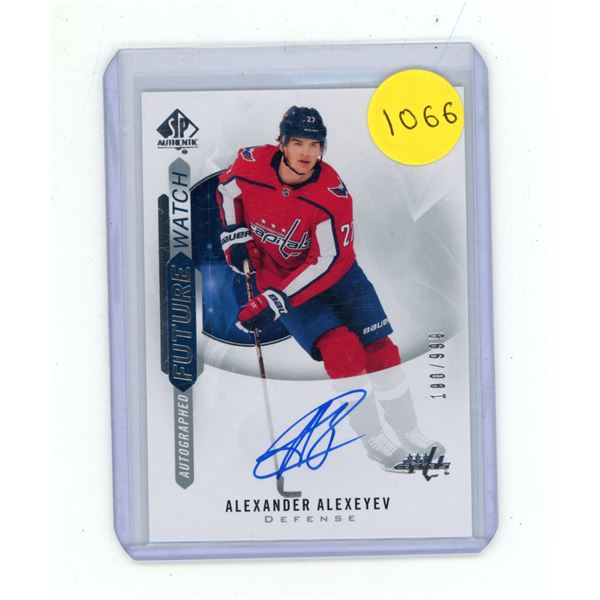2020-21 SP Authentic Hockey - Alexander Alexeyev - Autographed Future Watch  Rookie Card - 190/999.