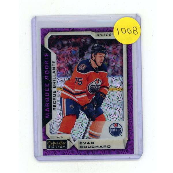 2018-19 O-Pee-Chee Platinum Hockey - Evan Bouchard - Oilers - Violet Pixels Rookie Card - 157.