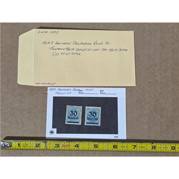 2- 1923 Deutsches reich overprint stamps