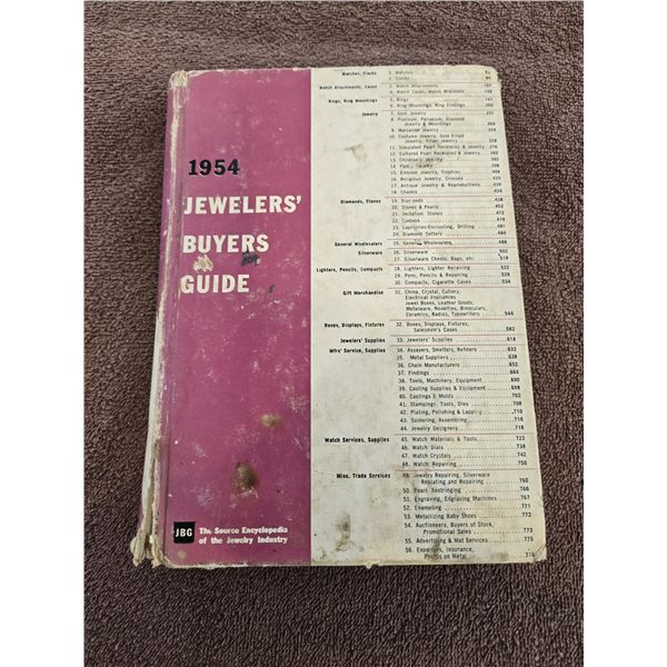 1096 - 1954 Jeweler's Buyers Guide, served as a source encyclopedia for the jewelry industry. 975 pa