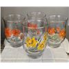 Image 1 : 1097 - Lot of 4 vintage 1970s "Flower of the Month" drinking glasses produced by the Brockway Glass 
