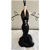 Image 2 : 1103 - Vintage jewelery holder - manequin in black satin dress. 18" tall