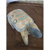 Image 1 : 1106 - Hand carved and painted wooden sea tuetle sculpture.  Painted details on the shell.  12" x 6"