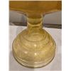 Image 2 : 1109 - Vintage amber floral glass kerosene lamp with chimney.  18 1/2" tall. No chips or cracks.