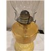 Image 3 : 1109 - Vintage amber floral glass kerosene lamp with chimney.  18 1/2" tall. No chips or cracks.