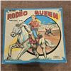 Image 1 : 1110 - Vintage "Rodeo Queen Ponytail Girl" wind-up tin toy in original box.  Manufactured in Japan b