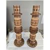 Image 1 : 1117 - Vintage hand-carved wooden candle holders. Ukranian Hutsil folk art.  Dated 1993 and signed o