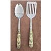 Image 1 : 1118 - Temp-tations Old World serving spoon and flipper.  Stainless steel, ceramic handles.