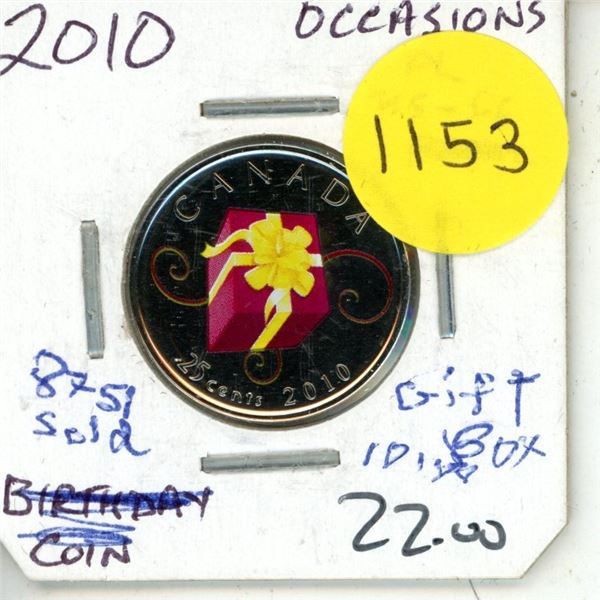 2010 MS-66 Canadian Colourized Twenty Five Cents - Birthday Gift Box