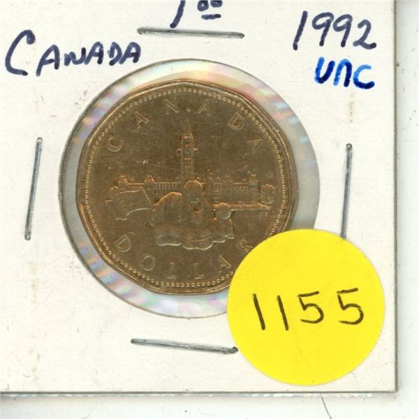 1992 UNC Canadian Loonie - 125th Anv. Of Conferation