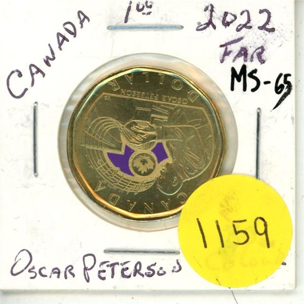 2022 MS-65 Canadian Colourized Loonie - Oscar Peterson