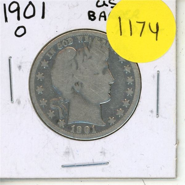 1901 O USA Silver Barber Half Dollar