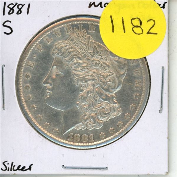 1881 S USA Silver Morgan Dollar - San Francisco Mint