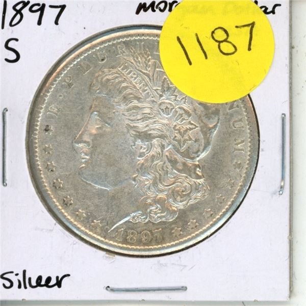 1897 S USA Silver Morgan Dollar - San Francisco Mint
