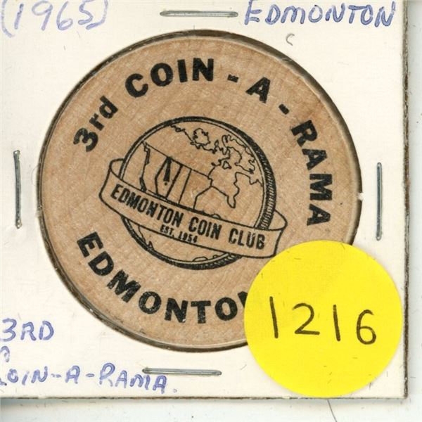 1965 Edmonton Coin Club 3rd Coin-A-Rama Wooden Nickel