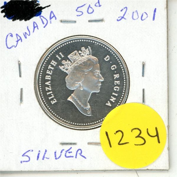 2001 PL Canadian Silver Fifty Cents