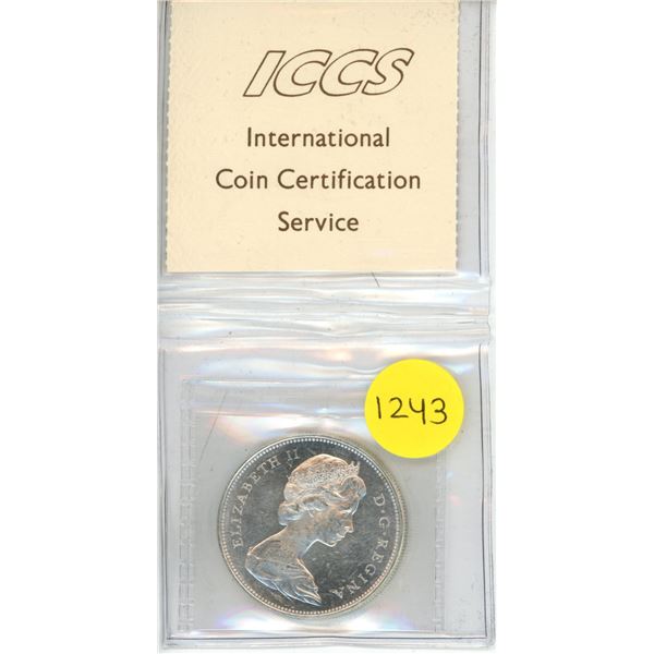 1965 Canadian Silver Dollar - ICCS MS-60 25 Points