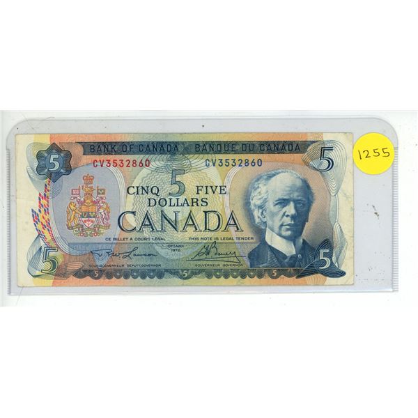 1972 Bank Of Canada Five Dollar Bank Note
