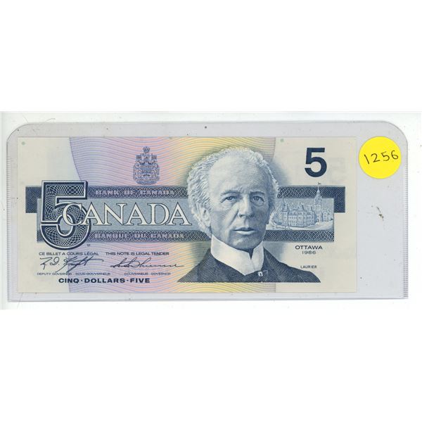 1986 UNC Bank Of Canada Five Dollar Bank Note