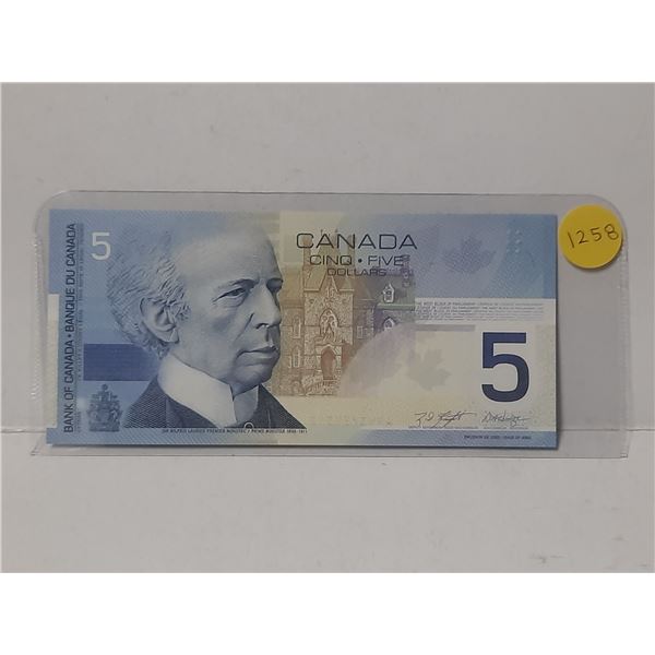 2002 UNC Bank Of Canada Five Dollar Bank Note