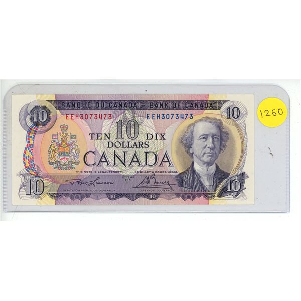 1971 UNC Bank Of Canada Ten Dollar Bank Note