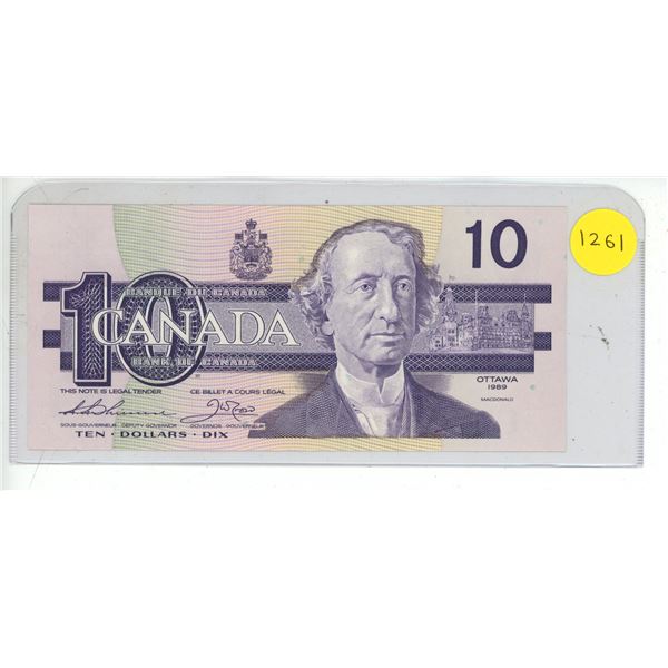 1989 UNC Bank Of Canada Ten Dollar Bank Note