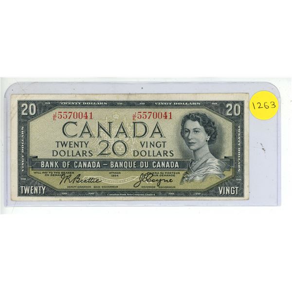 1954 Bank Of Canada Twenty Dollar Bank Note