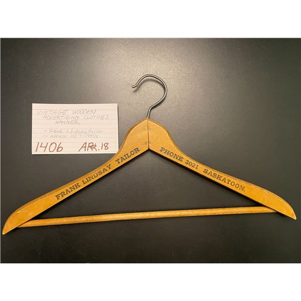 Vintage advertising wooden hanger - circa 1907-1940