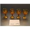 Image 1 : 4 - Indiana glass diamond point goblets - amber - 1960s