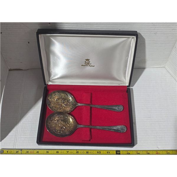 Sheffield decorative spoons- might be silver - not marked