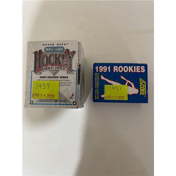 1991-92 sealed upper deck box of high number series and 1991 score rookies 40 baseball cards