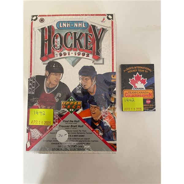Sealed box of 1991-92 upper deck hockey cards english edition and collectors edition team canada hoc