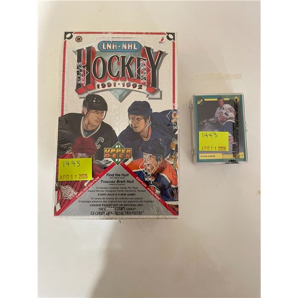 Sealed box of 1991-92 upper deck hockey cards english edition and 1991 set of hockey draft picks # 1