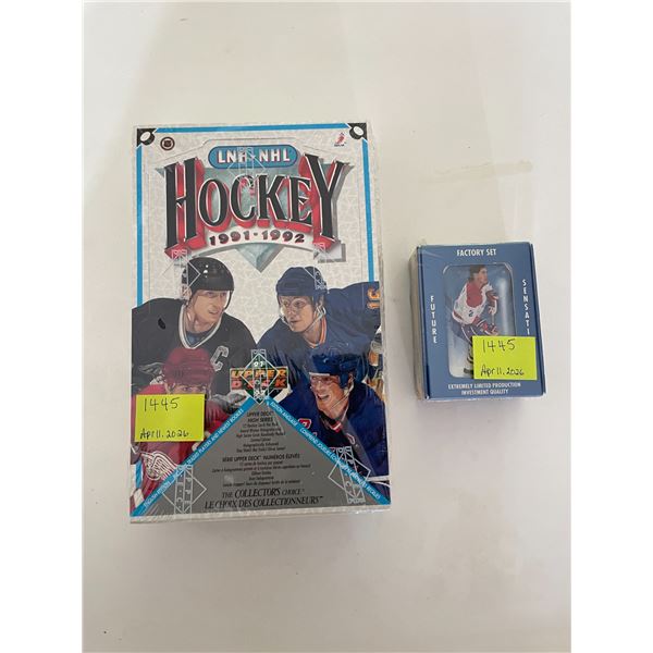 Sealed box of 1991-92 upper deck high series hockey cards English edition and factory set hockey pre