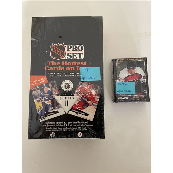 Sealed box of 1991-92 pro set hockey cards and 30 card set road to nhl eric lindruos by score