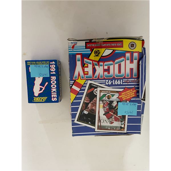 1991 O-PEE-CHEE box of hockey cards unopened and 1991 score box of 40 baseball cards