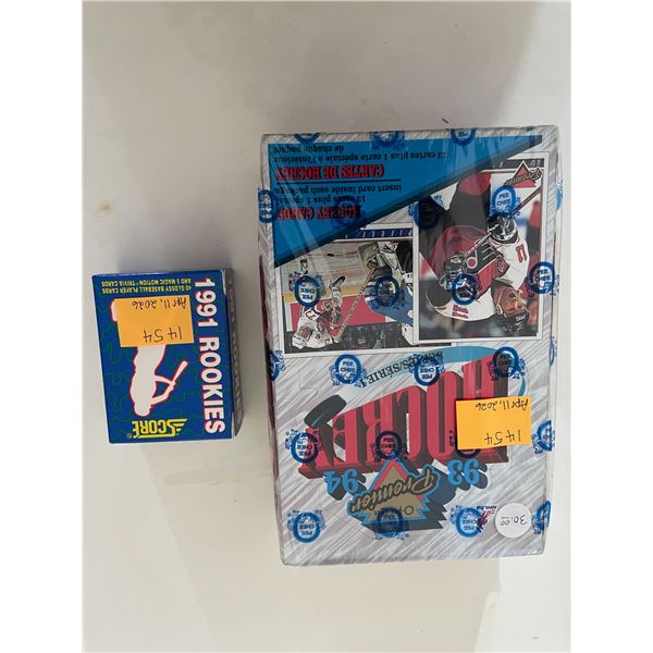 1993-94 premier series 1 sealed box of hockey cards and 40 baseball 1991 rookies cards unopened