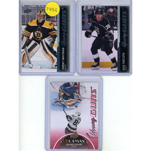 (3) 2021-22 Upper Deck Series 1 Hockey - Young Guns Cards.