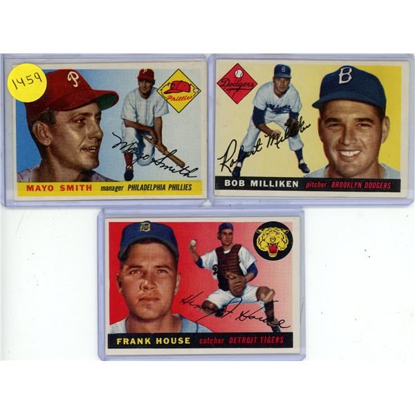 (3) 1955 Topps Baseball Cards. (Poor Condition)
